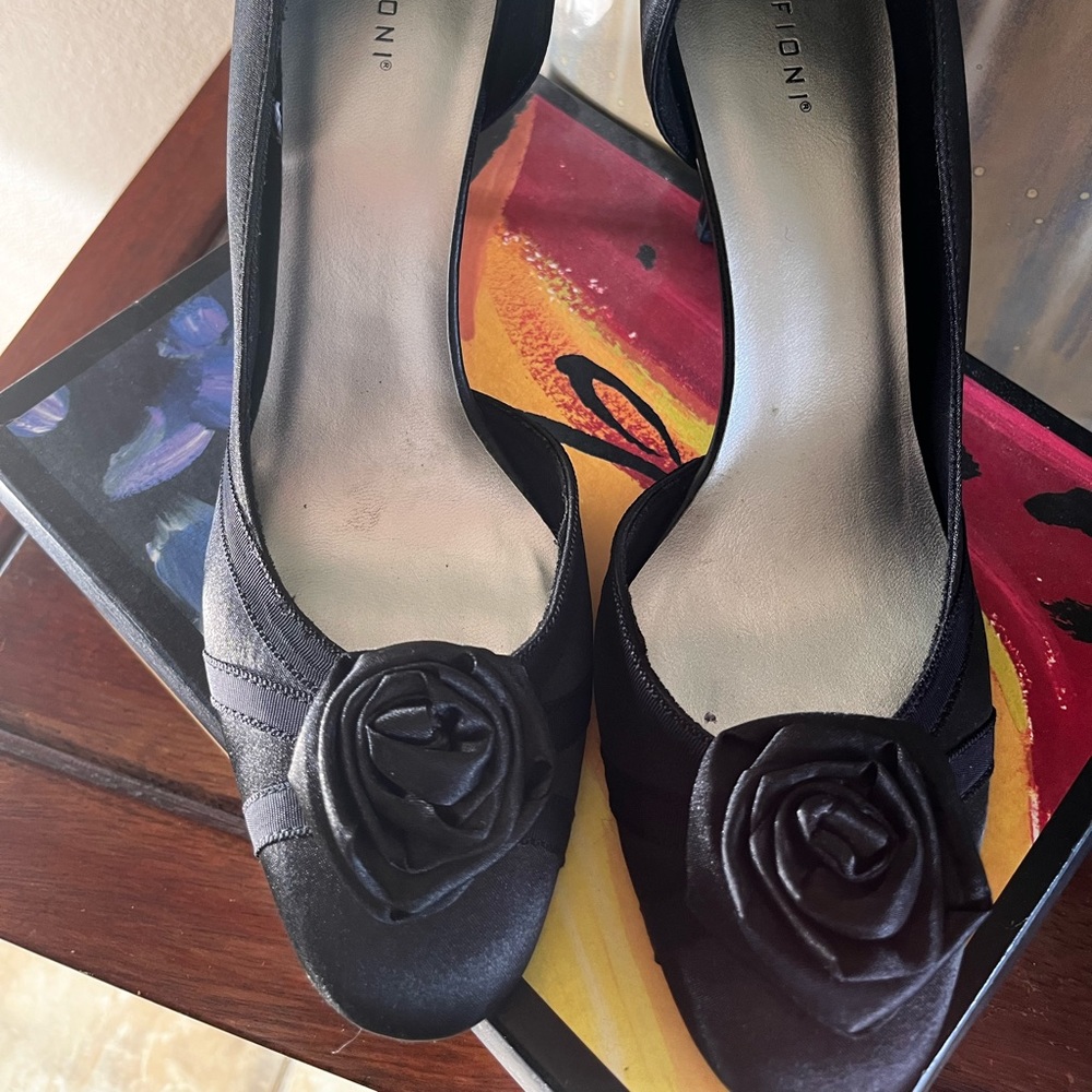 Fioni black fabric D’orsay heels shoes - Picture 5 of 8